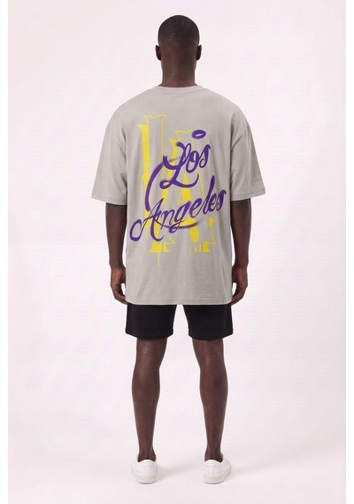 Blow Up Lakers 24 Gri Oversize Erkek T-shirt 11229 SİYAH