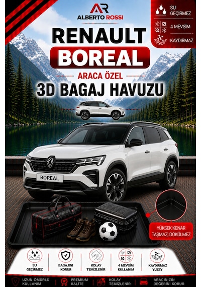 Renault Boreal 2026 - 2026 Üst Kısım Araca Özel 3d Bagaj Havuzu