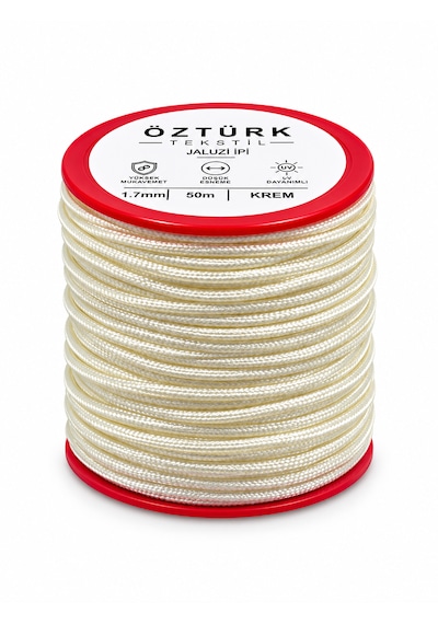 1.7 Mm Jaluzi, Stor Ve Katlamalı Perde İpi 50 Metre Polyester Krem