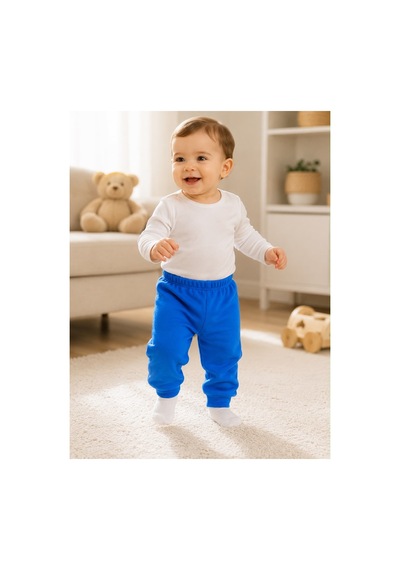 H&c Coolboy H&c %100 Pamuk Penye Bebek Tek Alt Pantalon 0-36 Ay Mavi