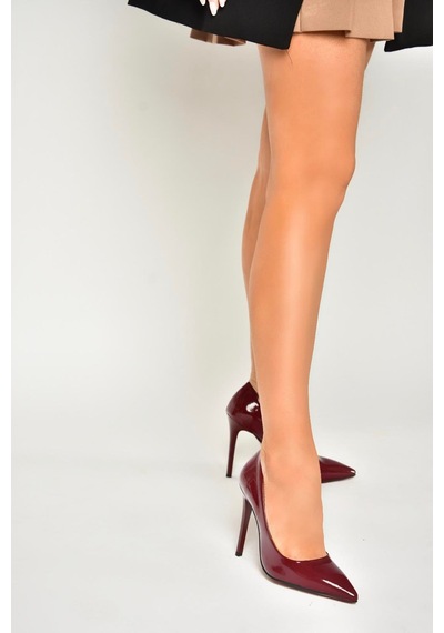 Fox Shoes T676192008 Bordo Rugan İnce Topuklu Kadın Stiletto Bordo