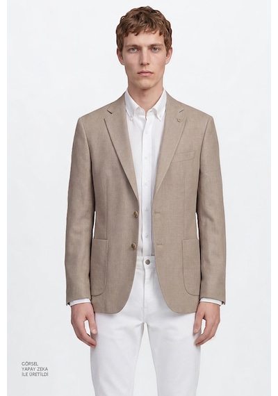 AC&Co / Altınyıldız Classics Erkek Bej Slim Fit Dar Kesim Mono Yaka Torba Cepli Blazer Ceket Bej AC&Co / Altınyıldız Classics Erkek Bej Slim Fit Dar Kesim Mono Yaka Torba Cepli Blazer Ceket Bej