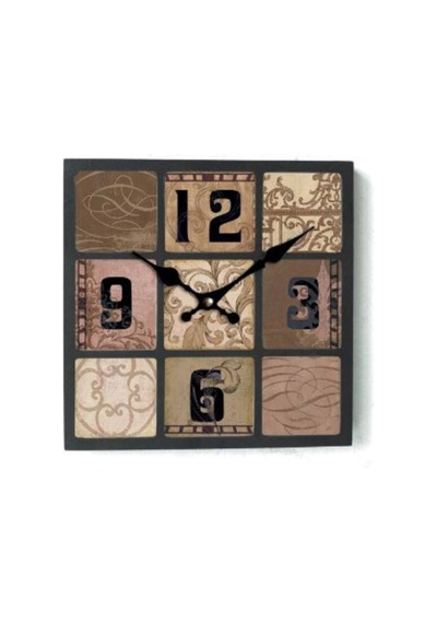 AHŞAP SAATLER › Saatler-MB KARE DESEN TEMALI DUVAR SAATİ-30*30CM Ahşap