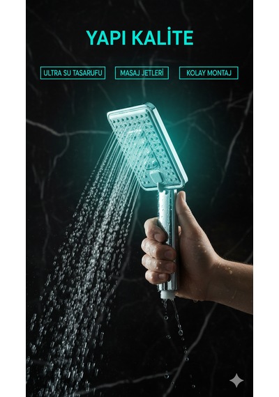 Vıp 2 Fonksiyonlu Kaliteli Banyo Duş Başlığı Uzun Ömürlü Dayanıklı El Duş Telefonu Yeni Model Krom