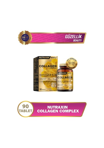 Collagen Complex Tablet 5 Tip Kolajen Tip I, Iı, Iıı, V, X + Hyalüronik Asit, Elastin, C Vitamini Cilt, Saç Ve Tırnak Desteği Şeker Ve Gluten İçermez 90 Tablet 2 Paketi