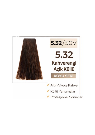 Dna Saç Boyası Kalıcı Prof Krem Boya Yoğun Pigment & Parlaklık 5.32 Kahve Açık Küllü 100ml