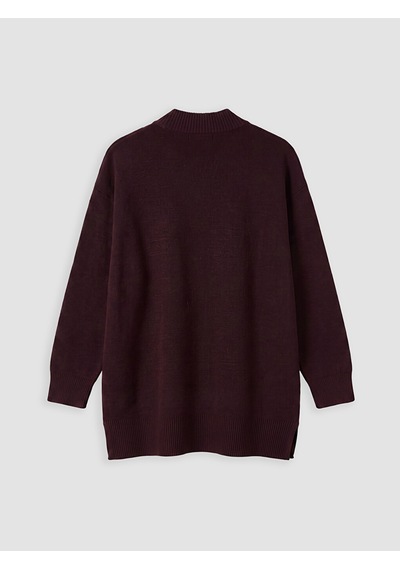 Lcw Modest Bordo Yarım Balıkçı Yaka Kadın Triko Tunik