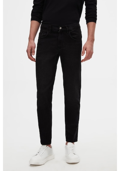 D's Damat Ds Damat Comfort Fit Siyah Düz Jean Kot Beş Cepli Yıkamalı Denim Pantolon 3hcj3ort00103 001