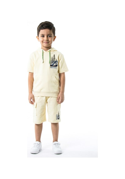 Xo Kids Erkek Çocuk Yazlık 2li Alt Üst Takım Tişort + Şort 2-7 Yaş 3222 Krem