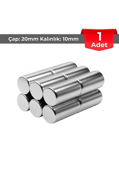 1 Adet Neodyum Mıknatıs Çap: 10mm Kalınlık: 20mm D10x20 Ndfeb Güçlü Mıknatıs Yuvarlak N064