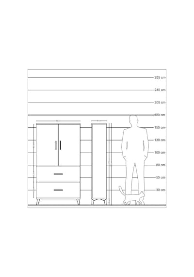 Arges Dolap Tek Raflı 2 Çekmeceli Tek Askılı 88x30x163 Çam-çam Çam