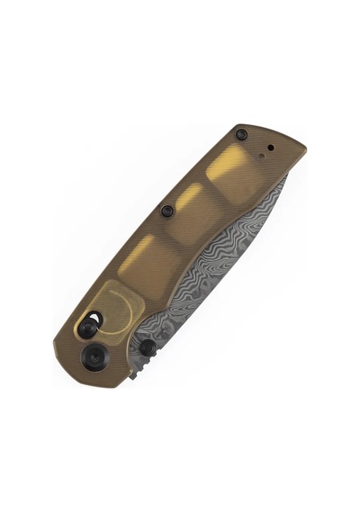 Tenable Kryo Çapraz Kilitli Amber Peı/ultem Sap Damascus Çelik Kamp Çakı T1001v10