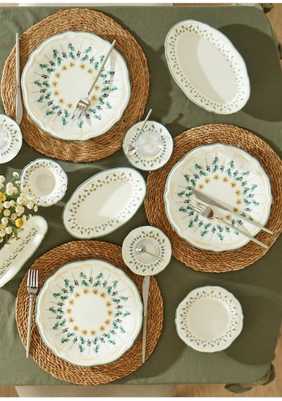 Bella Maison Adelina Stoneware 52 Parça 12 Kişilik Kahvaltı Takımı Yeşil Yeşil