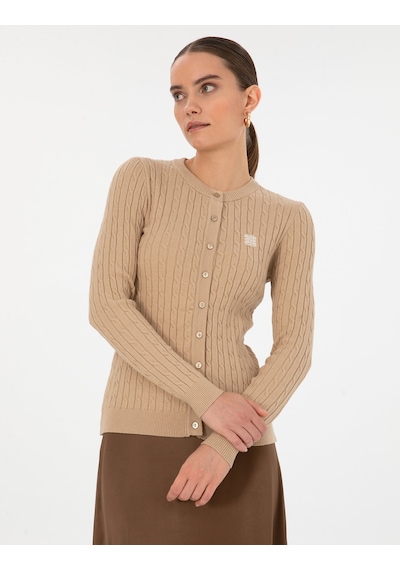 Pierre Cardin Bej Melanj Extra Slim Fit Triko Hırka 50317064-vr156
