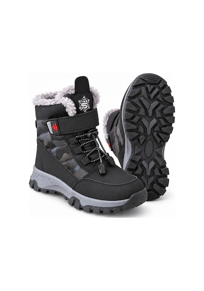 Muggo Peak İçi Kürklü Cırtlı Ve Bağcıklı Unisex Çocuk Kar Botu Siyah
