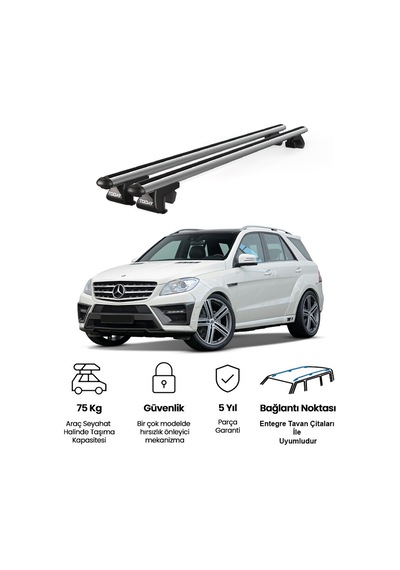 Venüs Mercedes-benz Ml 2011-2015 Uyumlu Gri Ara Atkı Port Bagaj Tavan Barı