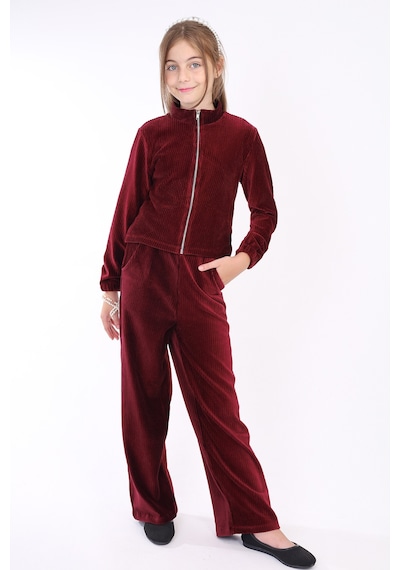 Toontoy Kids Toontoy Kız Çocuk 2'li Takım Dik Yaka Fermuarlı Sweatshirt & Beli Lastikli Cepli Bol Paça Eşofman Altı - Kadife Bordo Toontoy Kids Toontoy Kız Çocuk 2'li Takım Dik Yaka Fermuarlı Sweatshirt & Beli Lastikli Cepli Bol Paça Eşofman Altı - Kadife Bordo
