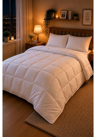 Luxesleep Çift Kişilik Microfiber Yorgan Sıcacık Ultra Yumuşak Kuş Tüyü Hissi Beyaz