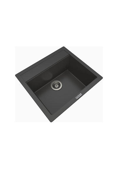 Polex Cristalüx Granit Evye P-08 Antrasit Tezgah Altı Ve Tezgah Üstü Kare Mutfak Evyesi 55.5x50 CM