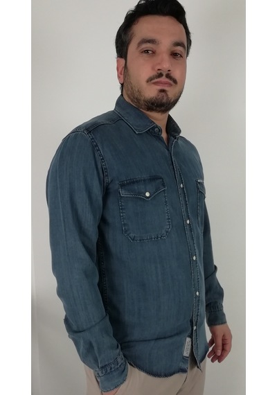 Tousus Slim Fit Kot Erkek Gömlek Slm-2008-tss Mavi