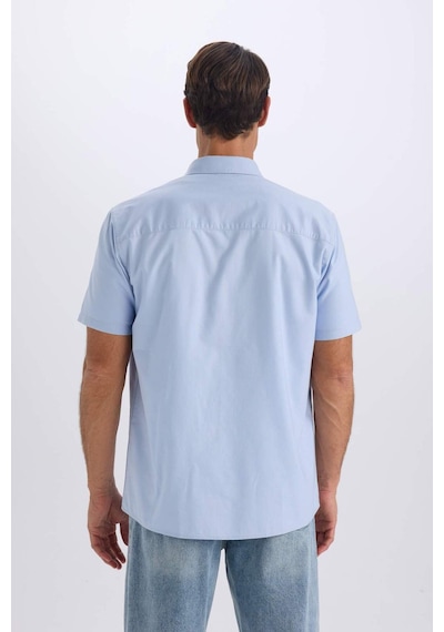 DeFacto %100 Pamuk Regular Fit Polo Yaka Oxford Yazlık Kısa Kollu Gömlek D7419AX25SMBE196