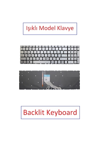 Gümüş-ışıklı, Notebook Klavye - Hp 15-cs0020nt Muadili İle Uyumlu