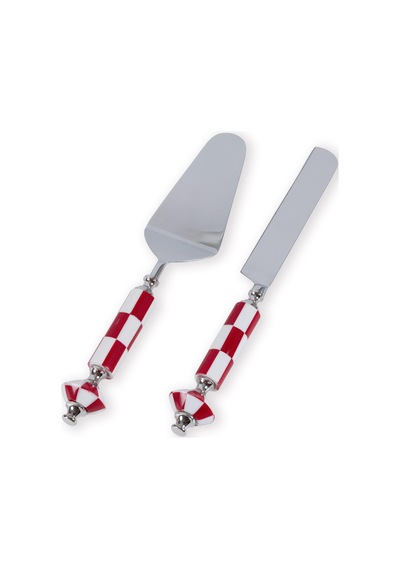 The Mia Gingham Pasta Servis Takımı Kırmızı Beyaz 2 Parça Çok Renkli