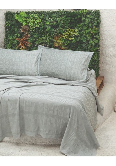 River 4 Parça Çift Kişilik Pike 230x250 , Fıttd. Çarşaf , Yastık Kılıfı Takımı %100 Pamuk Mint Yeşili