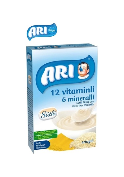 Arı Mama Pirinç Unu 200gr Sütlü 12 Vitaminli 6 Mineralli 2 Li Set