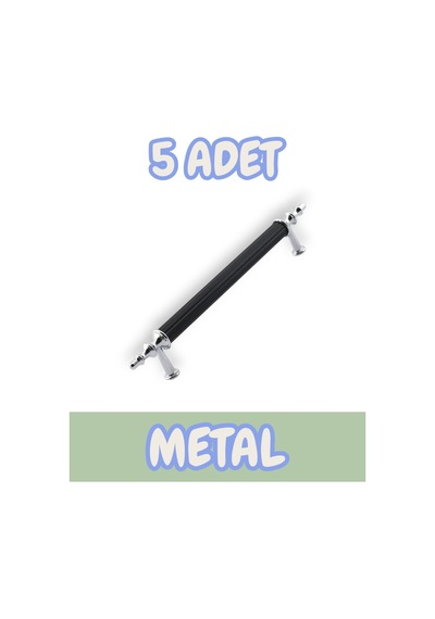 Tuana Rustik Alüminyum Metal Lüks Modern Mobilya Çekmece Mutfak Dolabı Kulpu Siyah-krom 160mm 5 Adet Siyah - Krom