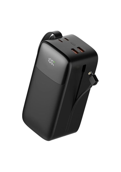 Sword SW-50PO3 50000 Mah Pd 22.5 W Hızlı Şarj Kendinden Kablolu Type-c & Lightning Powerbank Siyah