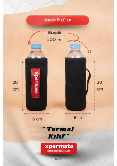 Xpermate Termal İçecek Kılıfı Sıcak & Soğuk Tutan Su Termal Kılıf 0,5l Siyah