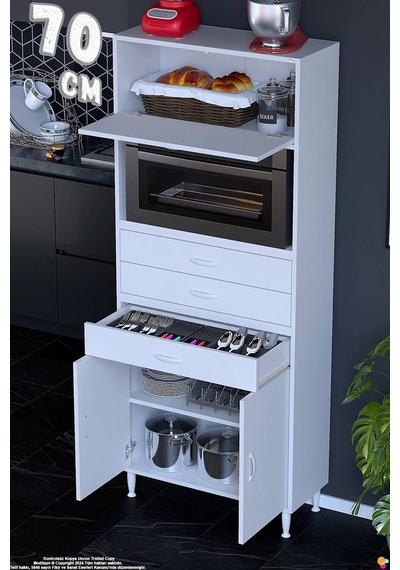 Vario 70 Cm Çok Amaçlı Mutfak, Bakliyat Ve Kahve Köşesi Organizer Modülü - Fırın Uyumlu 70x194x32cm Beyaz Vario 70 Cm Çok Amaçlı Mutfak, Bakliyat Ve Kahve Köşesi Organizer Modülü - Fırın Uyumlu 70x194x32cm Beyaz