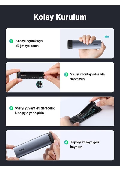 Ugreen M.2 Nvme Ngff Ssd Muhafaza 10gbps 2tb