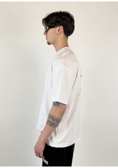 Zaee 2m Motive Taşlı Oversize T-shirt Beyaz