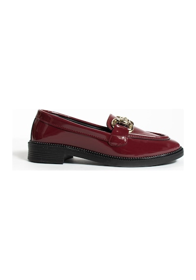 Jane Kadın Loafer Makosen Casual Toka Detay Günlük Ayakkabı Bordo Rugan