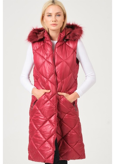 Z6717 Dewberry Bayan Yelek-düz Bordo Düz Bordo