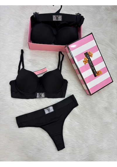 Victoria's Secret Victoria"s Secret Push Up Set Alt Üst Dolgulu Sütyen Ve Külot Takım 2"li Set Siyah