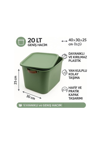 Lexroo 2 Adet Modern Kapaklı Büyük Boy Saklama Kutu Seti -20 Litr Diğer