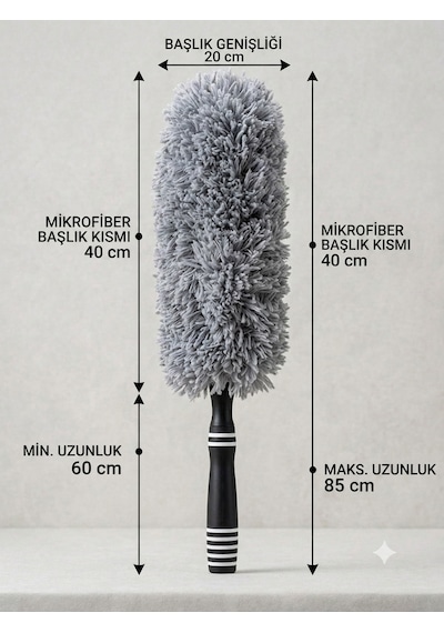 Zorlu Köşeler Artık Sorun Değil Yıkanabilir, Uzayabilir Mikrofiber Toz Alıcı İle Tanışın. Büyük Boy Dev Boy Toz Alma Püskülü 85 Cm