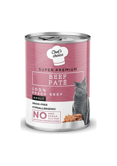 Chefs Choice Pate Beef Biftekli Tahılsız Ezme Yetişkin Kedi Konservesi 24 Adet 400 Gr 242-20000.04