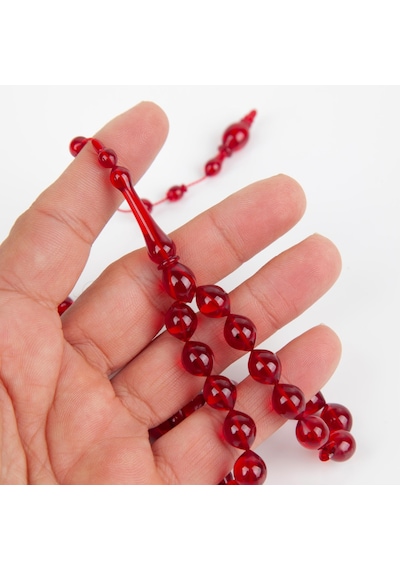 Katalin Çubuk Beyzi Kesim 8.5x10.5mm Tesbih- İbrahim Atasever Usta İşi Kırmızı