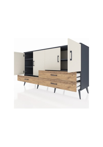 Hyperion Konsol 5 Raflı 3 Çekmeceli 4 Kapaklı 176x44x99 Antrasit- Antrasit-aytaşı/çam Hyperion Konsol 5 Raflı 3 Çekmeceli 4 Kapaklı 176x44x99 Antrasit- Antrasit-aytaşı/çam