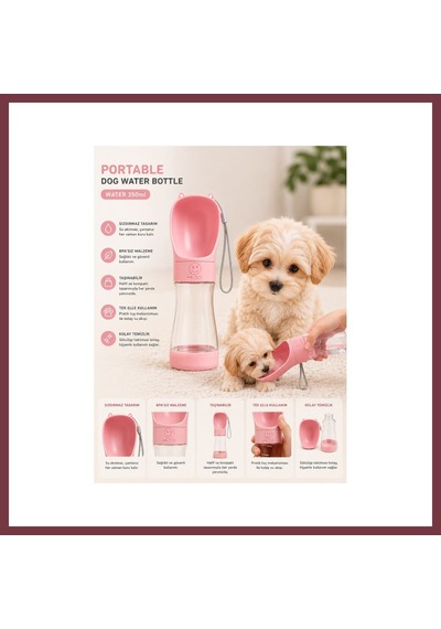 Storeşahin Köpek Su Matarası 350 Ml Taşınabilir Seyahat Suluğu Tek Tuşlu Su Şişesi Kedi Köpek Suluk Shn0720