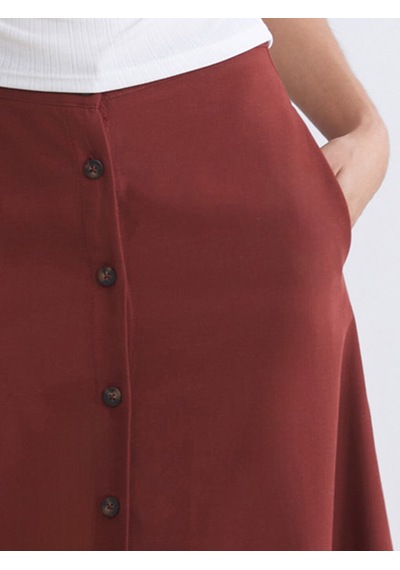 Lcwaıkıkı Classic Bordo Loose Fit A Kesim Müslin Etek