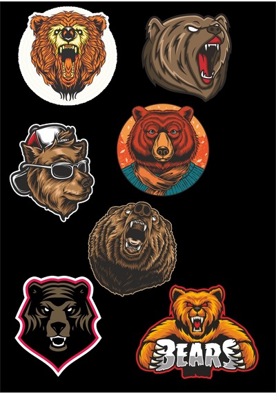 Ayı Sticker Set -1 7 Parça Telefon, Tablet, Defter, Laptop Sticker