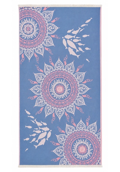 Müslin Güneş %100 Pamuk- 100x180- Peştemal- Plaj Havlusu Mavi - Pembe