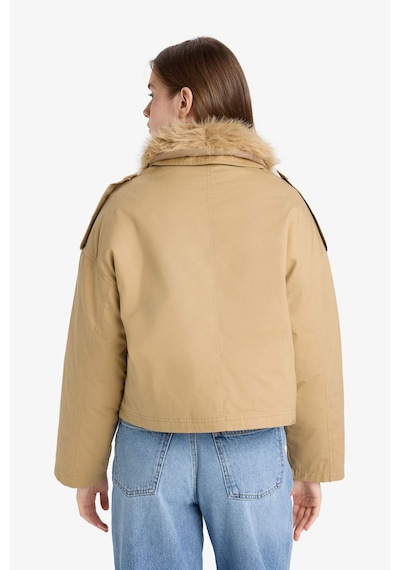 Defacto Su Geçirmez Regular Fit Kapüşonlu Pamuklu Mont F2804ax25wnbg501 Bej-bg501
