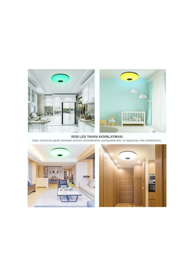 Hpytech Akıllı Tavan Aydınlatma Smart Life Rgb Led Lamba Bluetooth Müzik Uzaktan Kumanda Çok Renkli