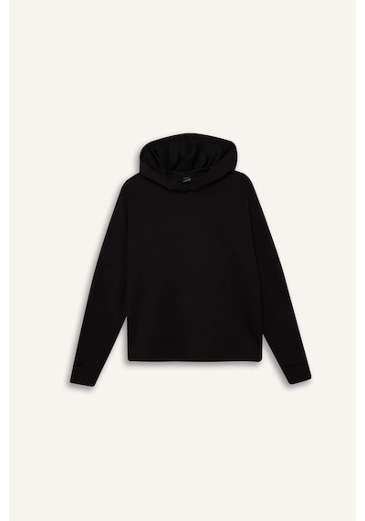 DeFactoFit Standart Fit Kapüşonlu Skuba Dalgıç Kumaş Sporcu Basic Düz Sweatshirt A5626AX25SPBK81